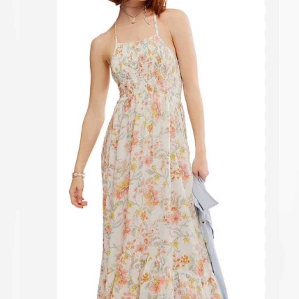 Free People Cream Floral Maxi Dress